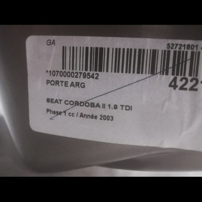 Porte arrière gauche occasion SEAT CORDOBA II Phase 1 10-2002->05-2009 1.9 TDI 130ch 6L4833055T 2