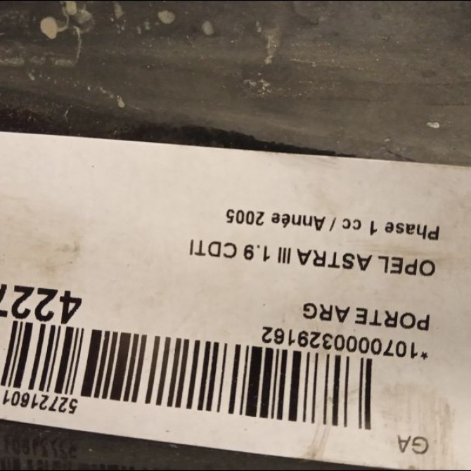 Porte arrière gauche occasion OPEL ASTRA III ASTRA III Phase 1 2004-04-01->2006-12-31 1.9 CDTI 120ch 94710105 3