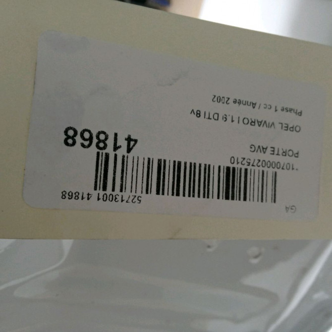 Porte avant gauche occasion OPEL VIVARO I Phase 1 10-2002->08-2006 1.9 DTI 8v 100ch 93194149 4