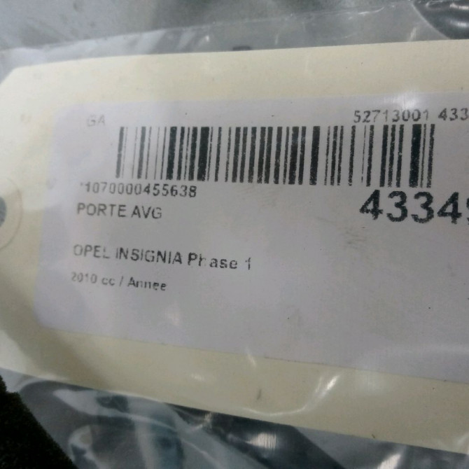Porte avant gauche occasion OPEL INSIGNIA Phase 1 01-2009->03-2013 20965955 3