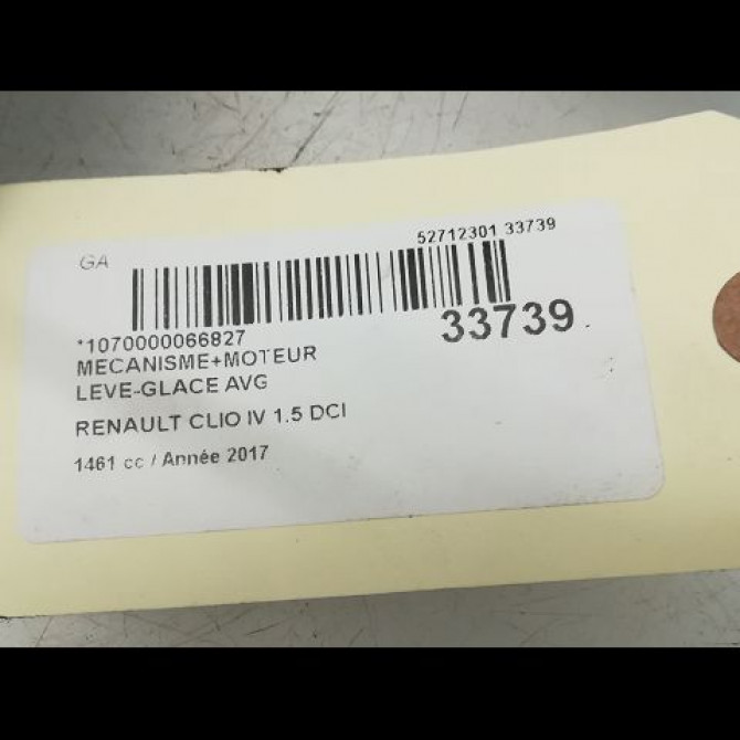 Mecanisme+moteur leve-glace avg occasion RENAULT CLIO IV Phase 1 07-2012->... 1.5 DCI 90ch 807213867R 4