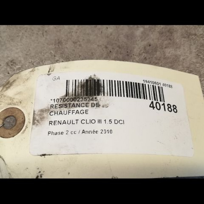 Resistance de chauffage occasion RENAULT CLIO III Phase 2 03-2009->12-2014 1.5 DCI 85ch 2