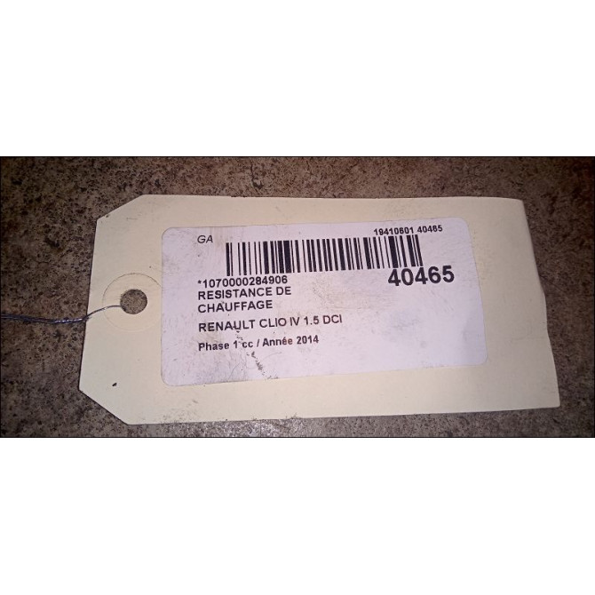 Resistance de chauffage occasion RENAULT CLIO IV Phase 1 07-2012->... 1.5 DCI 75ch 3