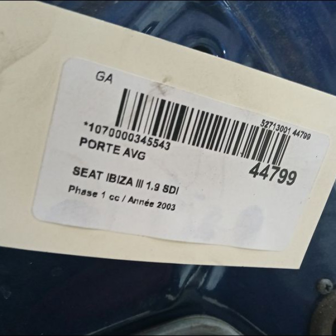 Porte avant gauche occasion SEAT IBIZA III Phase 1 03-2002->03-2006 1.9 SDI 6L4831055S 3