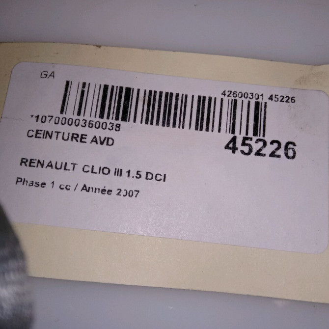 Ceinture avant droite occasion RENAULT CLIO III Phase 1 09-2005->03-2009 1.5 DCI 70ch 8200683926 4