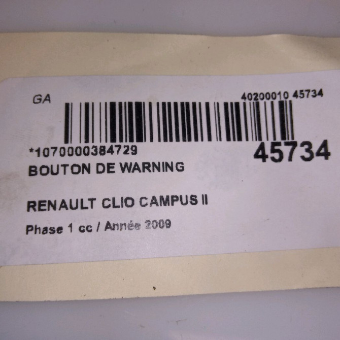 Bouton de warning occasion RENAULT CLIO CAMPUS II Phase 1 07-2006->07-2009 1.5 DCI 65ch 8200634256 4