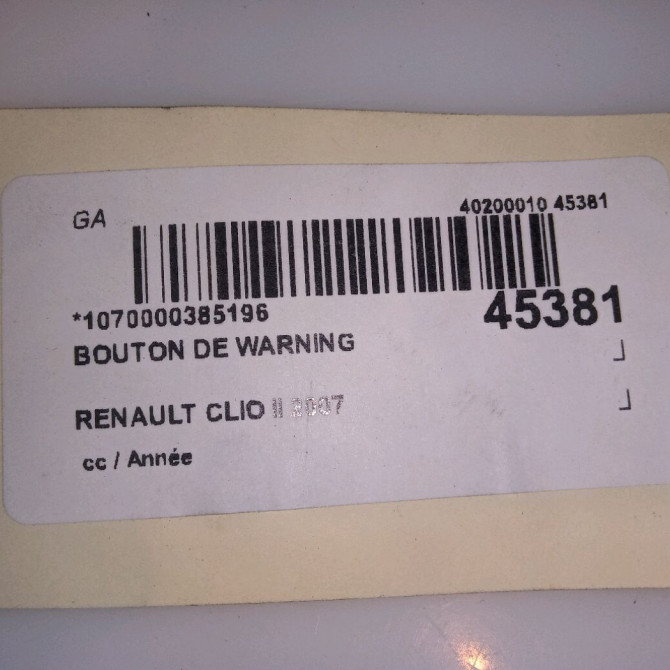 Bouton de warning occasion RENAULT CLIO II 8200634256 4