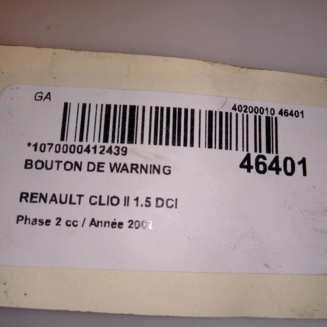 Bouton de warning occasion RENAULT CLIO II Phase 2 06-2001->07-2006 1.5 DCI 65ch 8200634256 4