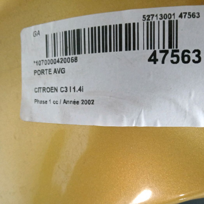 Porte avant gauche occasion CITROEN C3 I Phase 1 04-2002->10-2005 1.4i 9002V1 3