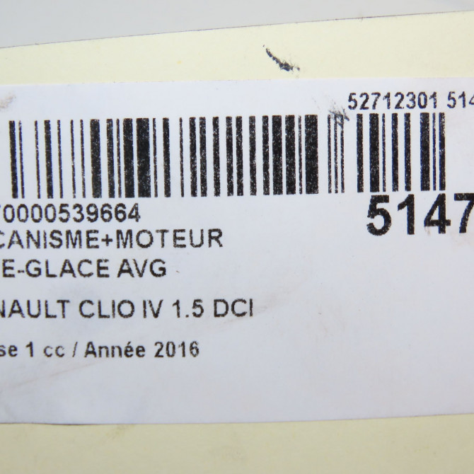 Mecanisme+moteur leve-glace avg occasion RENAULT CLIO IV Phase 1 07-2012->... 1.5 DCI 90ch 807213867R 7