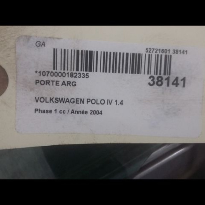 Porte arrière gauche occasion VOLKSWAGEN POLO IV Phase 1 01-2002->05-2005 1.4 16v 6Q6833055H 3
