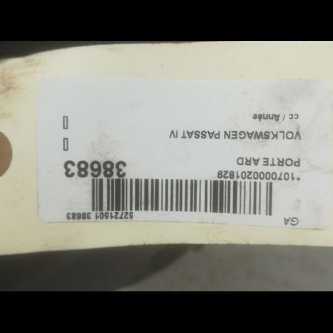 Porte arrière droite occasion VOLKSWAGEN PASSAT IV 3B5833052AB 3
