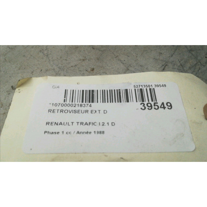 Retroviseur exterieur manuel droit occasion RENAULT TRAFIC I Phase 1 03-1983->05-1989 2.1 D 60ch 3