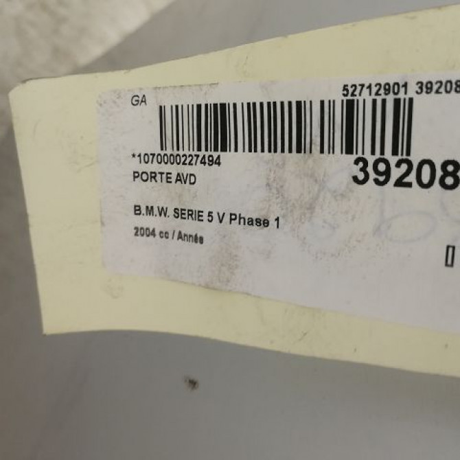 Porte avant droite occasion B.M.W. SERIE 5 V Phase 1 07-2003->03-2007 41517202340 3