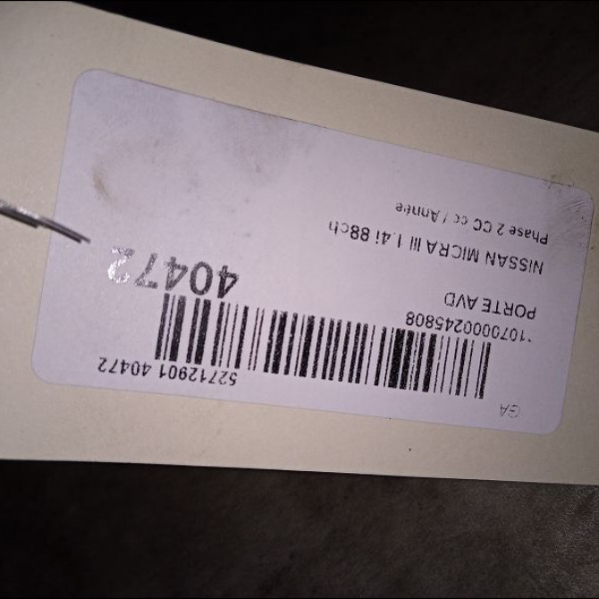 Porte avant droite occasion NISSAN MICRA III Phase 1 04-1995->04-1999 1.4i 88ch H0100BC0MA 3