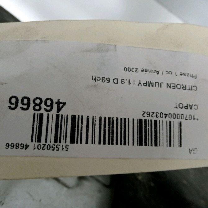 Capot occasion CITROEN JUMPY I Phase 1 09-1995->12-2003 1.9 D 69ch 7901H2 2