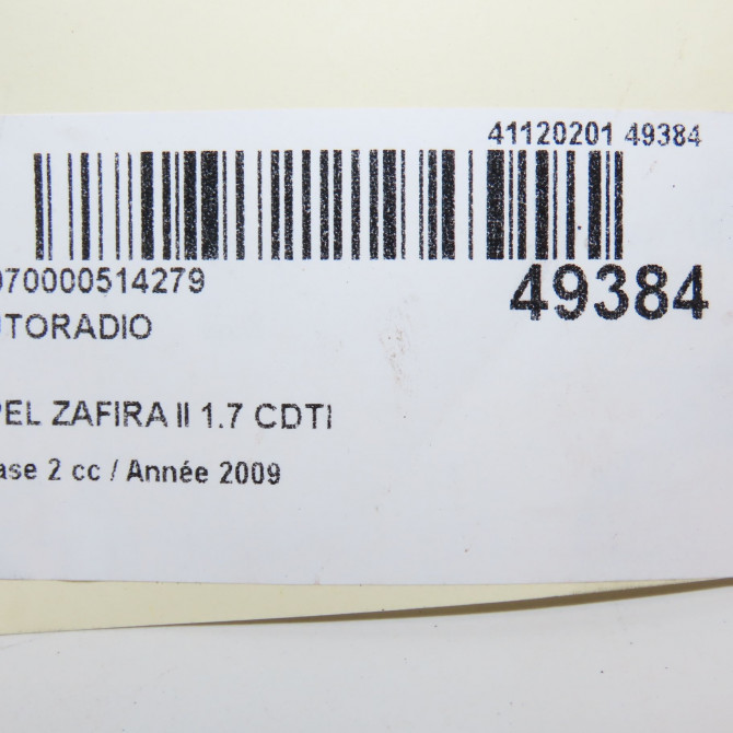 Autoradio occasion OPEL ZAFIRA II Phase 2 01-2008->12-2014 1.7 CDTI 125ch 5