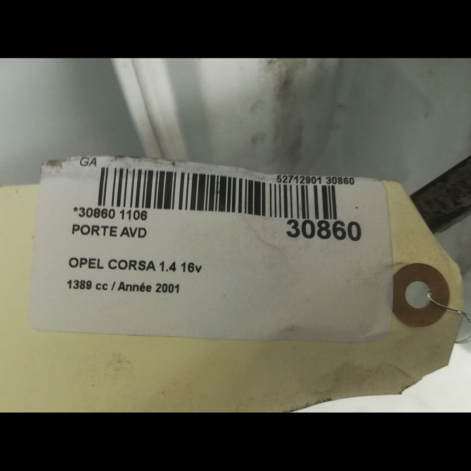 Porte avant droite occasion OPEL CORSA III Phase 1 10-2000->08-2003 1.4i 16v 13114688 3