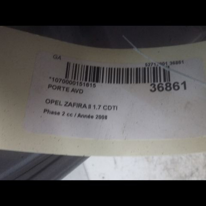 Porte avant droite occasion OPEL ZAFIRA II Phase 2 01-2008->12-2014 1.7 CDTI 125ch 13203014 3
