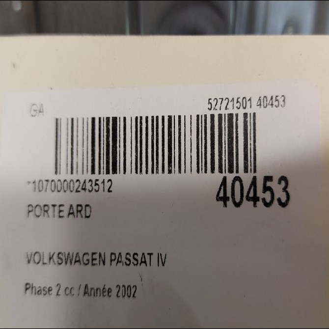 Porte arrière droite occasion VOLKSWAGEN PASSAT IV Phase 2 10-2000->03-2005 1.9 TDI 100ch 3B5833052AB 3