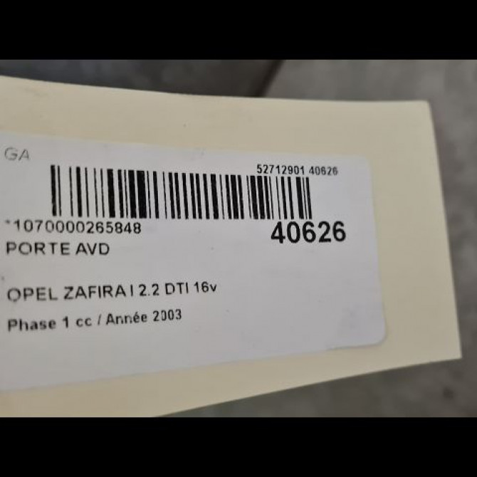 Porte avant droite occasion OPEL ZAFIRA I Phase 1 03-1999->07-2005 2.2 DTI 16v 125ch 13189980 5