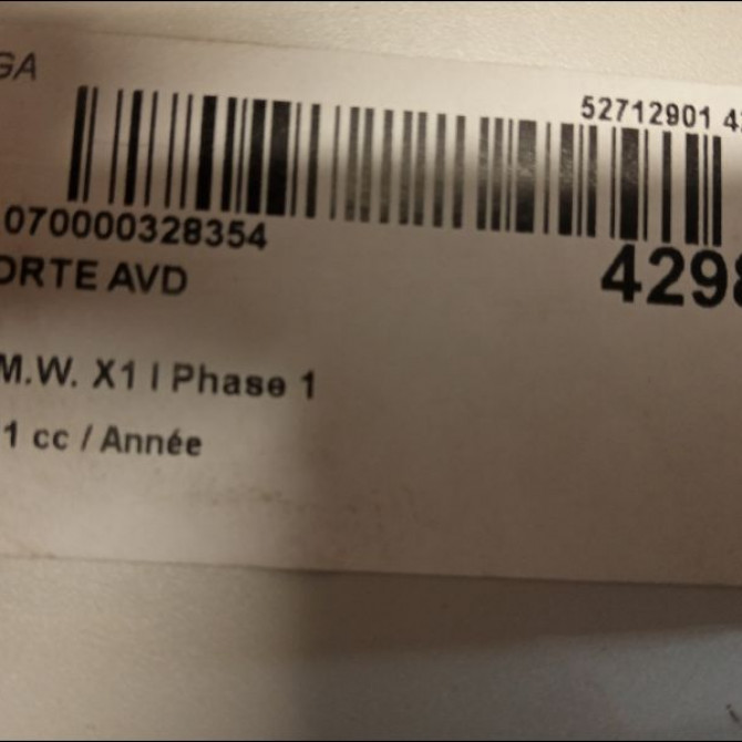 Porte avant droite occasion B.M.W. X1 I Phase 1 07-2009->05-2012 41517339358 2