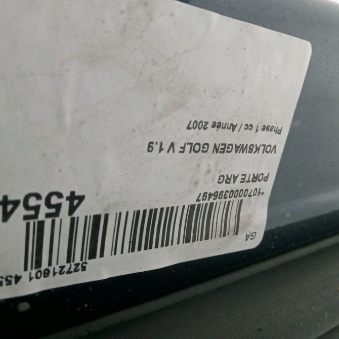 Porte arrière gauche occasion VOLKSWAGEN GOLF V Phase 1 11-2003->10-2008 1.9 TDI 90ch 1K6833301AA 4