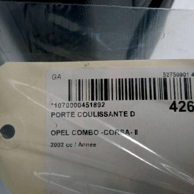 Porte coulissante d occasion OPEL COMBO -CORSA- II Phase 1 01-2002->07-2004 93174627 3