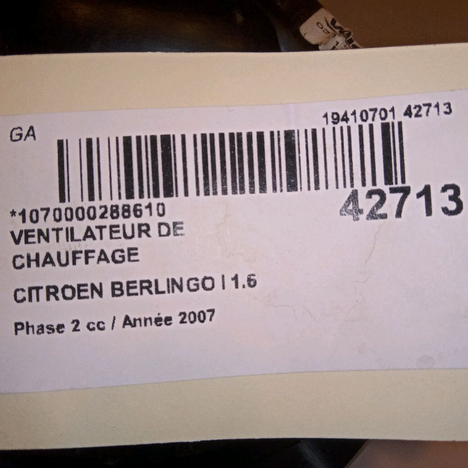 Ventilateur de chauffage occasion CITROEN BERLINGO I Phase 2 11-2002->10-2010 1.6 HDi 75ch 5