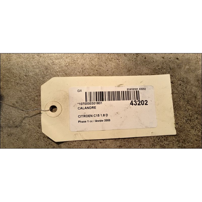 Calandre occasion CITROEN C15 Phase 1 07-1987->06-1996 1.8 D 96129991YB 4