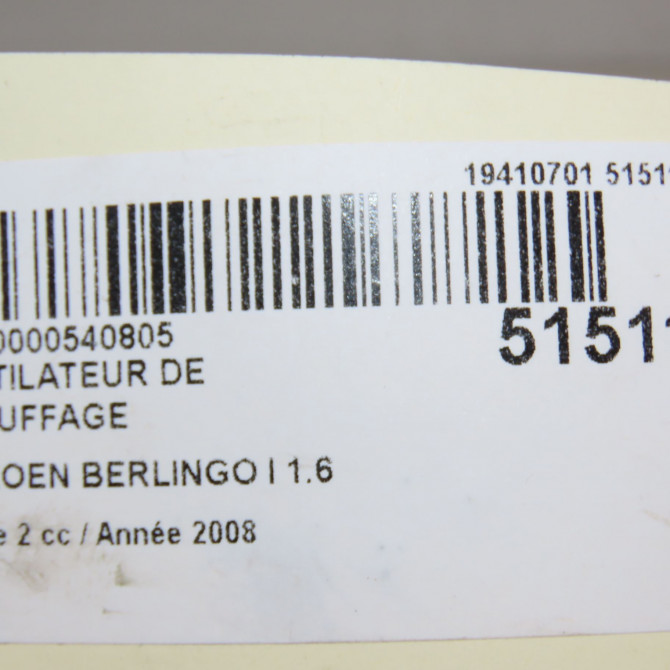 Ventilateur de chauffage occasion CITROEN BERLINGO I Phase 2 11-2002->10-2010 1.6 HDi 75ch 6
