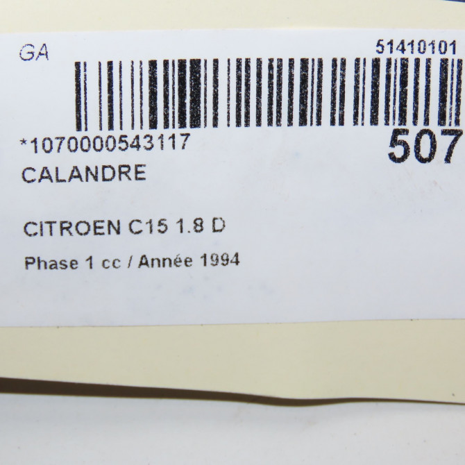 Calandre occasion CITROEN C15 Phase 1 07-1987->06-1996 1.8 D 96129991YB 3