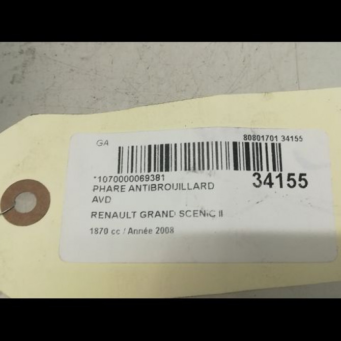 Phare antibrouillard avant droit occasion RENAULT SCENIC II Phase 2 09-2006->04-2009 1.5 DCI 105ch 8200074008 3
