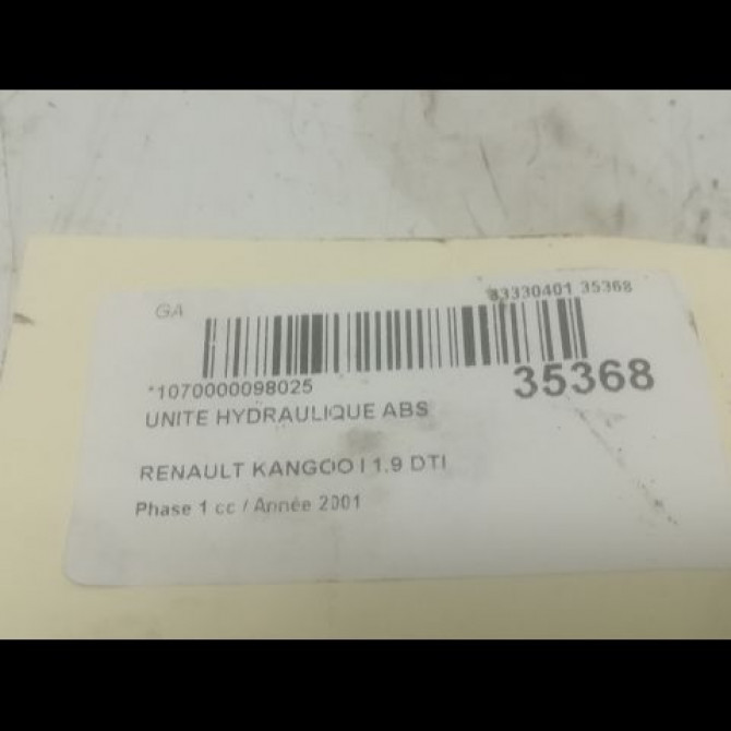 Unité hydraulique ABS occasion RENAULT KANGOO I Phase 1 09-1997->06-2003 1.9 DTI 8v 80ch 7701050128 3