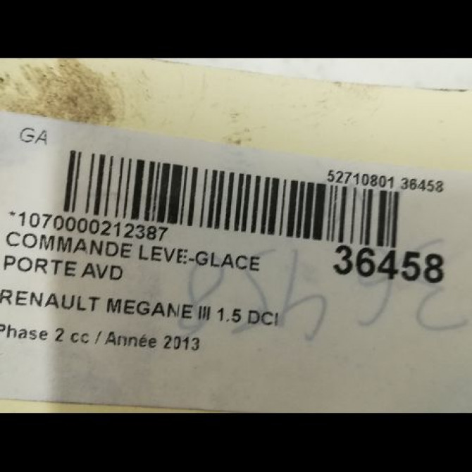 Commande lève-glace porte avant droite occasion RENAULT MEGANE III Phase 2 01-2012->06-2014 1.5 DCI 110ch 3