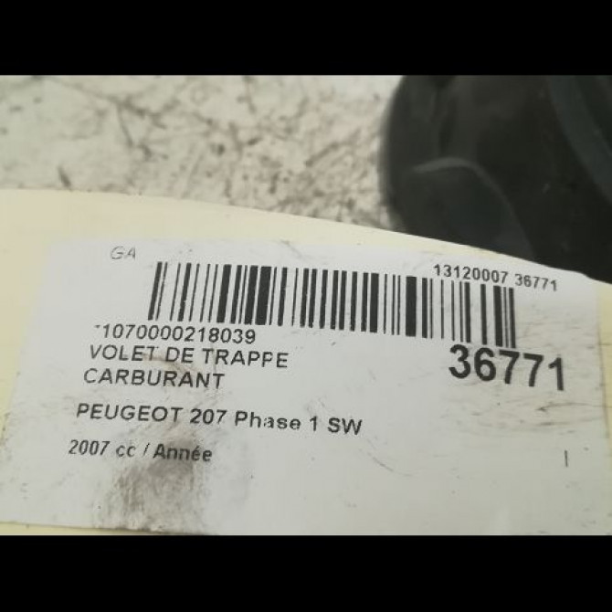 Volet de trappe carburant occasion PEUGEOT 207 Phase 1 SW 07-2007->03-2013 1517F2 3
