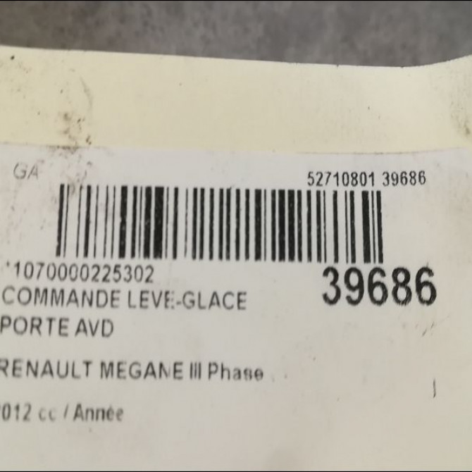 Commande lève-glace porte avant droite occasion RENAULT MEGANE III Phase 2 01-2012->06-2014 2