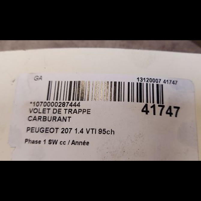 Volet de trappe carburant occasion PEUGEOT 207 Phase 1 04-1995->04-1999 1.4 VTI 95ch 1517F2 3