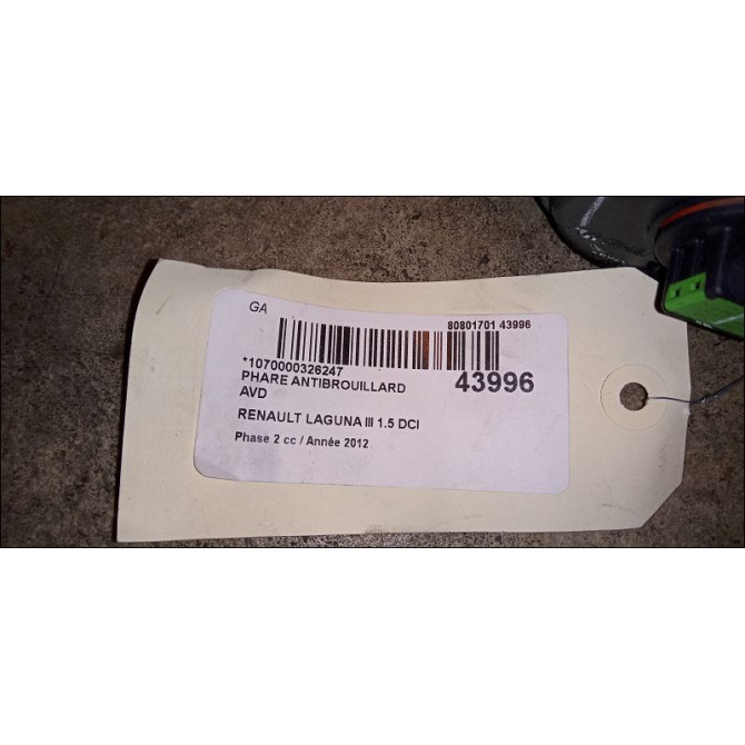 Phare antibrouillard avant droit occasion RENAULT LAGUNA III Phase 2 11-2010->03-2013 1.5 DCI 8v 110ch 8200074008 4