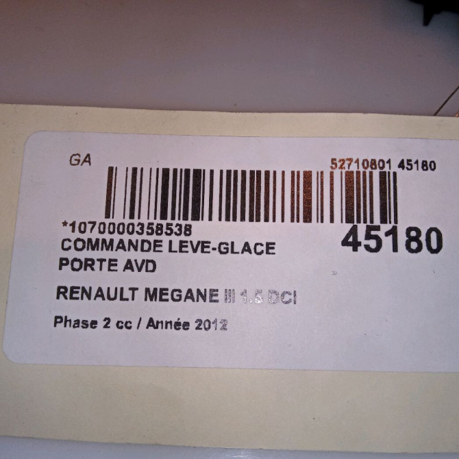 Commande lève-glace porte avant droite occasion RENAULT MEGANE III Phase 2 01-2012->06-2014 1.5 DCI 110ch 4