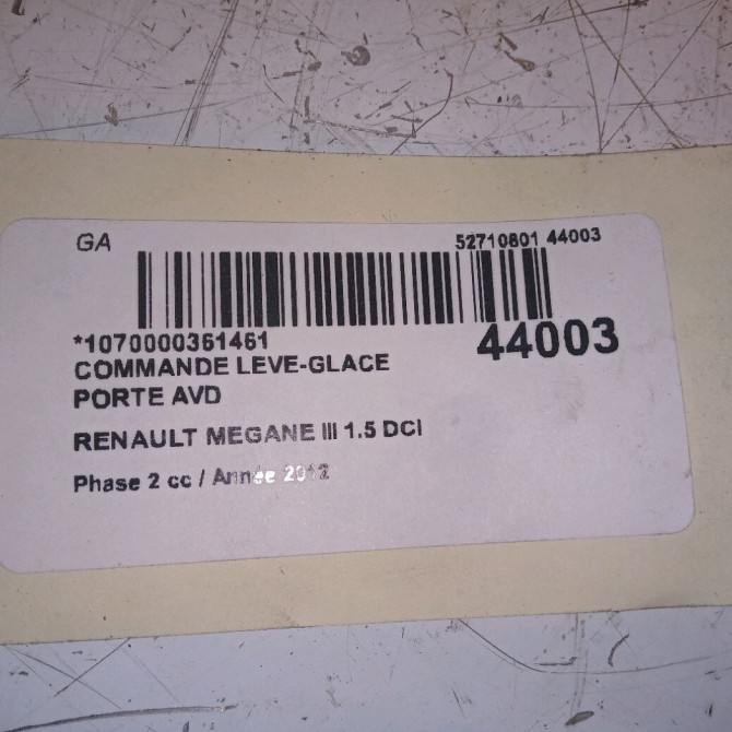 Commande lève-glace porte avant droite occasion RENAULT MEGANE III Phase 2 01-2012->06-2014 1.5 DCI 90ch 4