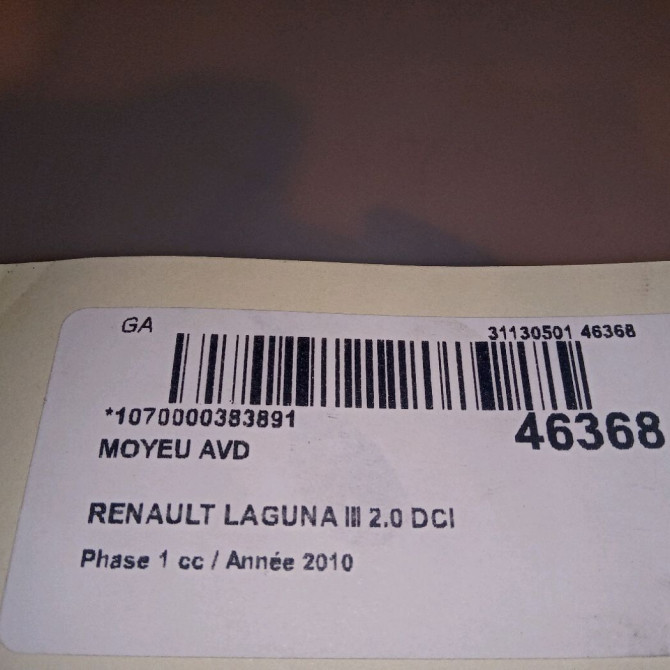 Moyeu avd occasion RENAULT LAGUNA III Phase 1 10-2007->10-2010 2.0 DCI 130ch 402104630R 4