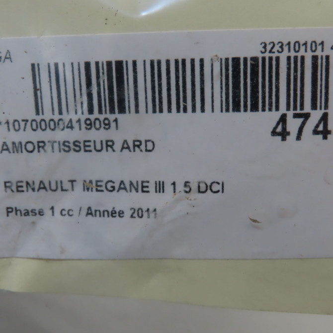 Amortisseur arrière droit occasion RENAULT MEGANE III Phase 1 11-2008->01-2012 1.5 DCI 110ch 562107002R 3