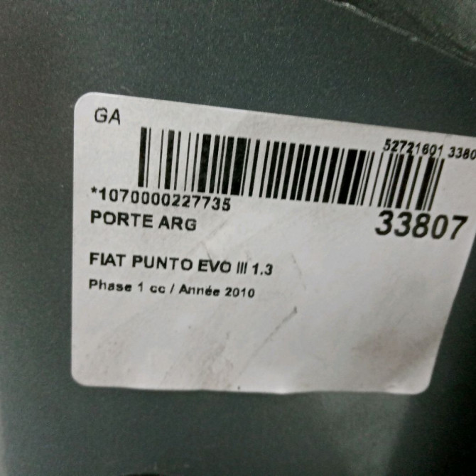 Porte arrière gauche occasion FIAT PUNTO EVO III Phase 1 10-2009->12-2013 1.3 MULTIJET 75ch 51888070 3