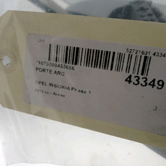 Porte arrière gauche occasion OPEL INSIGNIA Phase 1 01-2009->03-2013 20966024 3