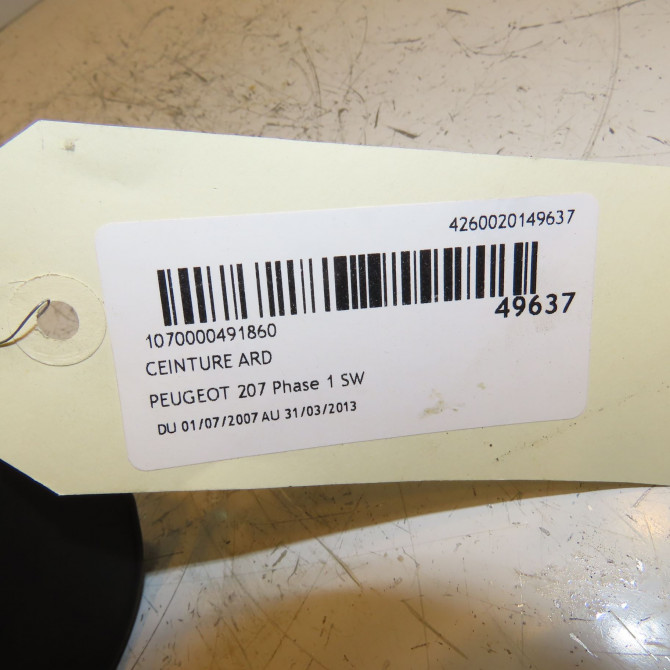Ceinture arrière droite occasion PEUGEOT 207 Phase 1 SW 07-2007->03-2013 8975J8 4
