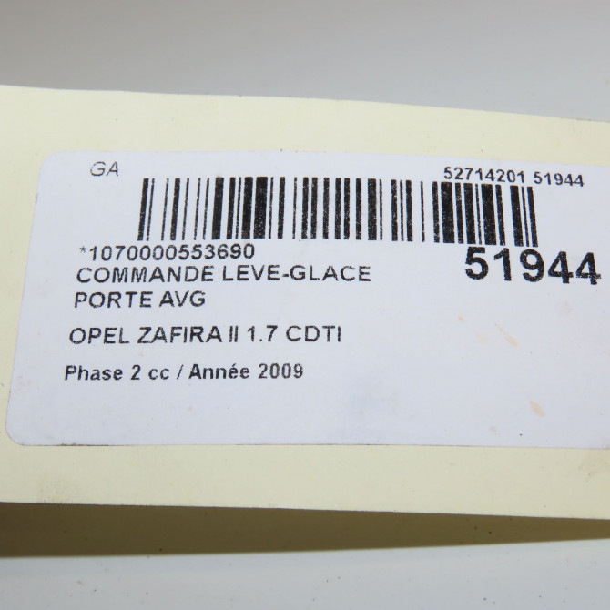 Commande lève-glace porte avant gauche occasion OPEL ZAFIRA II Phase 2 01-2008->12-2014 1.7 CDTI 125ch 13228876 5