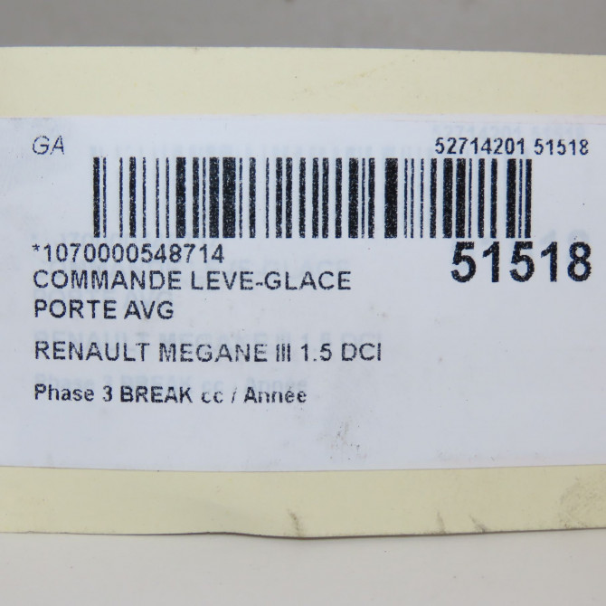 Commande lève-glace porte avant gauche occasion RENAULT MEGANE III Phase 1 04-1995->04-1999 1.5 DCI 95ch 5