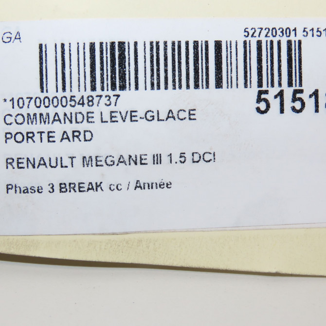 Commande leve-glace porte arrière droite occasion RENAULT MEGANE III Phase 1 04-1995->04-1999 1.5 DCI 95ch 5