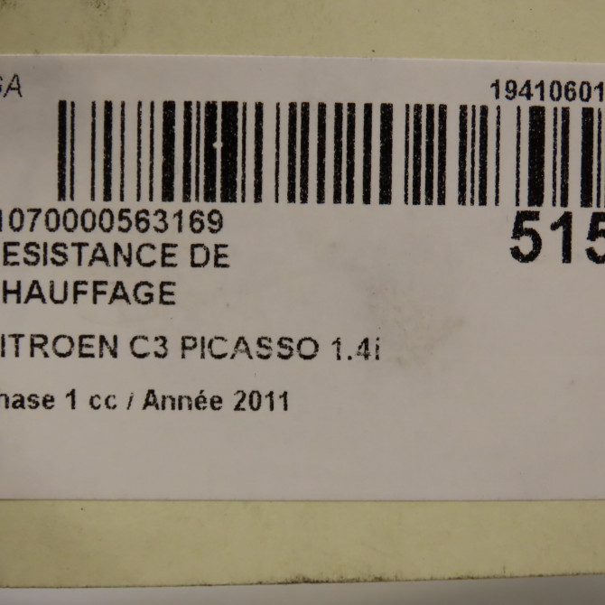 Resistance de chauffage occasion CITROEN C3 PICASSO Phase 1 02-2009->08-2012 1.4i 16v 95ch 7